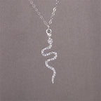 Snake Pendant Necklace Zircons silver