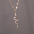 Snake Pendant Necklace Zircons gold
