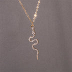 Snake Pendant Necklace Zircons gold