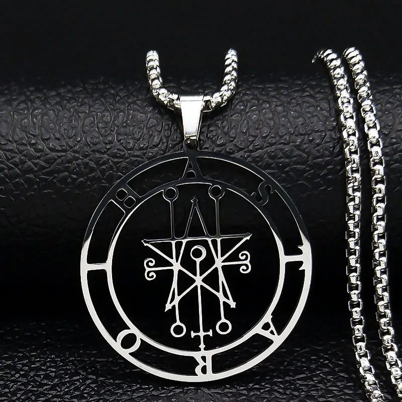 Silver Demon Sigil Pendant Necklace