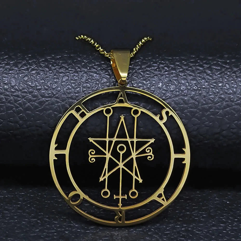 Gold Demon Sigil Pendant Necklace