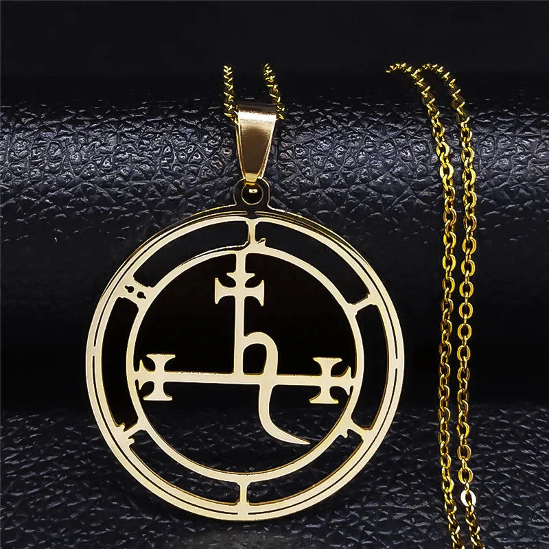 Demonic Sigil Pendant Necklace Lilith Gold