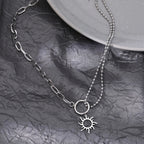 Asymmetric Sun Pendant Necklace silver