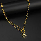 Asymmetric Sun Pendant Necklace gold