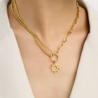 Asymmetric Sun Pendant Necklace gold