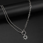 Asymmetric Sun Pendant Necklace silver