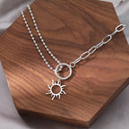 Asymmetric Sun Pendant Necklace silver