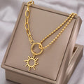 Asymmetric Sun Pendant Necklace gold