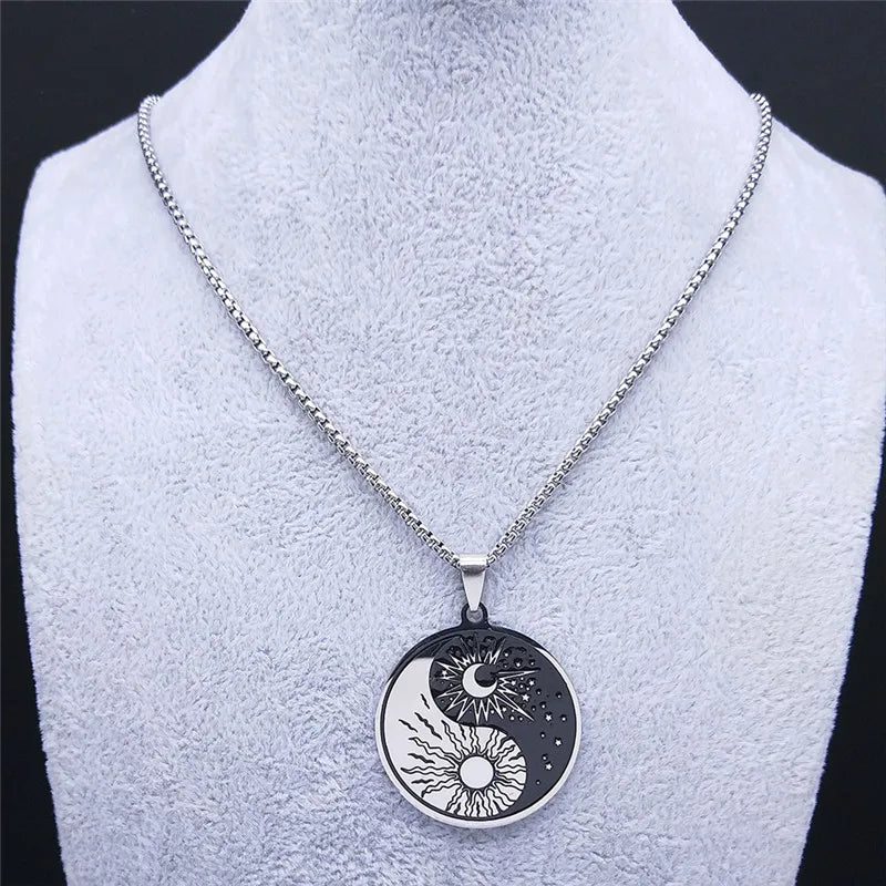 Sun and Moon Yin Yang Pendant Necklace