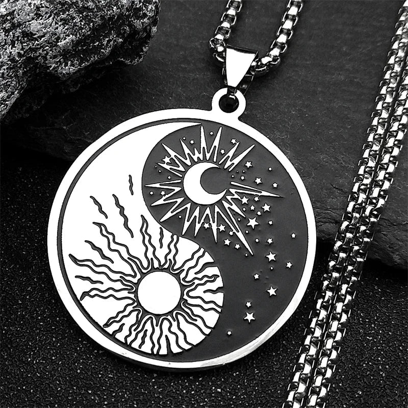 Sun and Moon Yin Yang Pendant Necklace