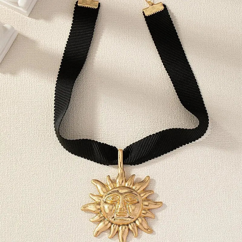 Vintage Sun Pendant Necklace