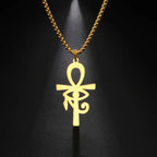 Collier Pendentif Style Egyptien Croix D'Ankh or
