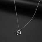 Minimalist Horse Head Pendant Necklace silver