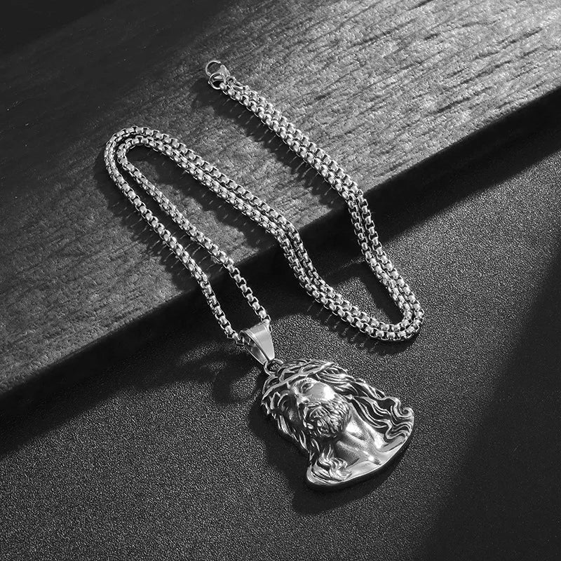 Jesus Christ Head Pendant Necklace 