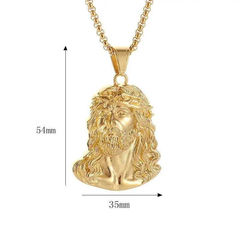 Jesus Christ Head Pendant Necklace 