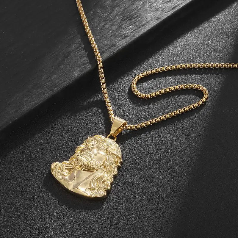 Jesus Christ Head Pendant Necklace 