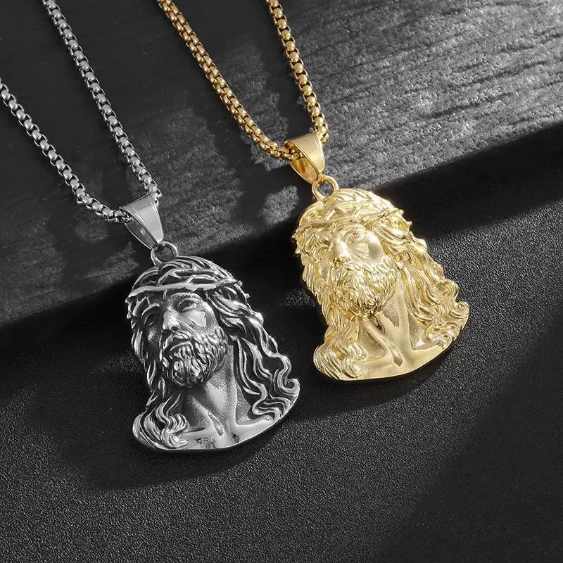Jesus Christ Head Pendant Necklace 
