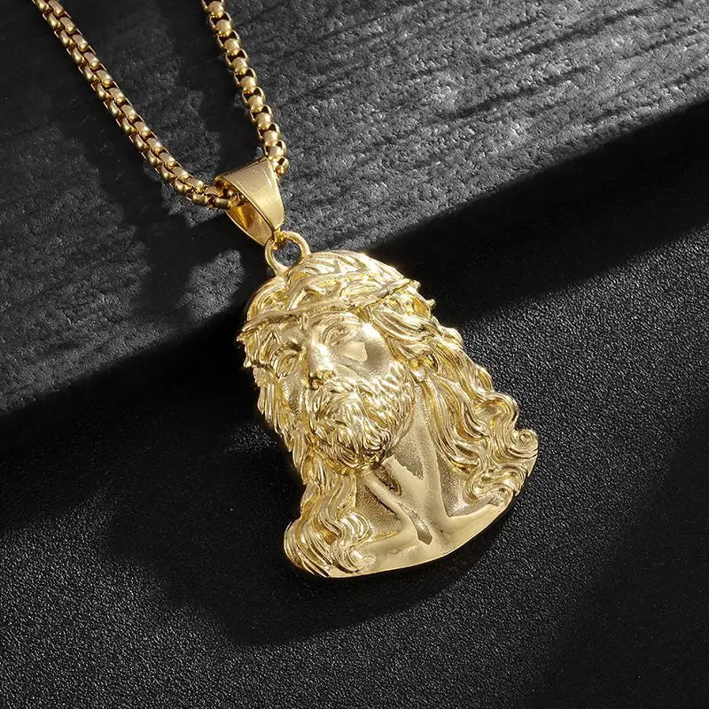 Jesus Christ Head Pendant Necklace 
