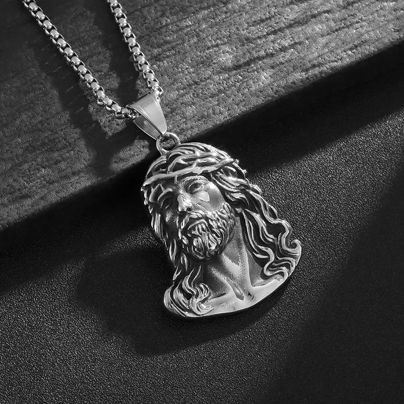 Jesus Christ Head Pendant Necklace 