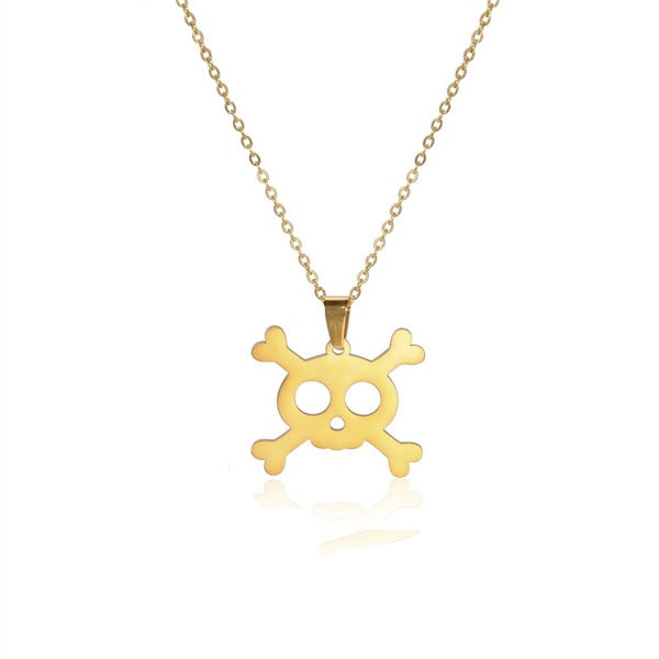Gold Skull Pendant Necklace