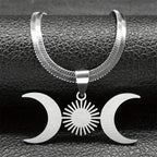 Triple Moon Pendant Necklace Witchcraft Wiccan silver