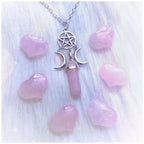 Triple Moon Pendant Necklace Wiccan Witchcraft Woman Pink Pentacle