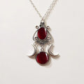 Triple Moon Pendant Necklace Witchcraft Wiccan Woman Red