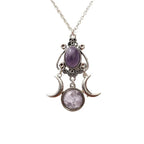 Triple Moon Pendant Necklace Witchcraft Wiccan Woman Purple