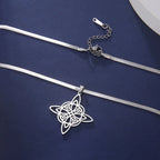 Wiccan Pendant Necklace Witch's Knot Woman Protection Amulet silver