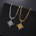 Wiccan Pendant Necklace Witch's Knot Woman Protection Amulet gold
