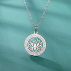 Zen Pendant Necklace Women's Lotus Flower silver