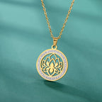 Zen Pendant Necklace Women's Lotus Flower gold