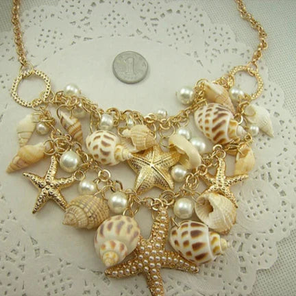 Necklace Pendants Shells Starfish Conchs and pearls