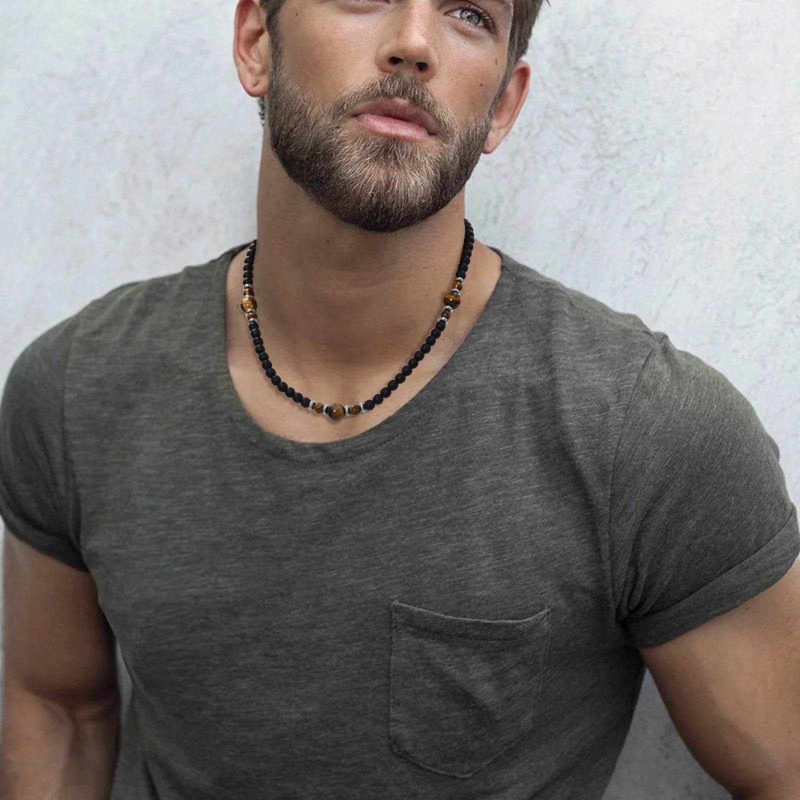 Men's Tiger Eye Stone Necklace
