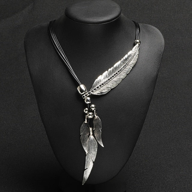 Women's Silver Feather Necklace