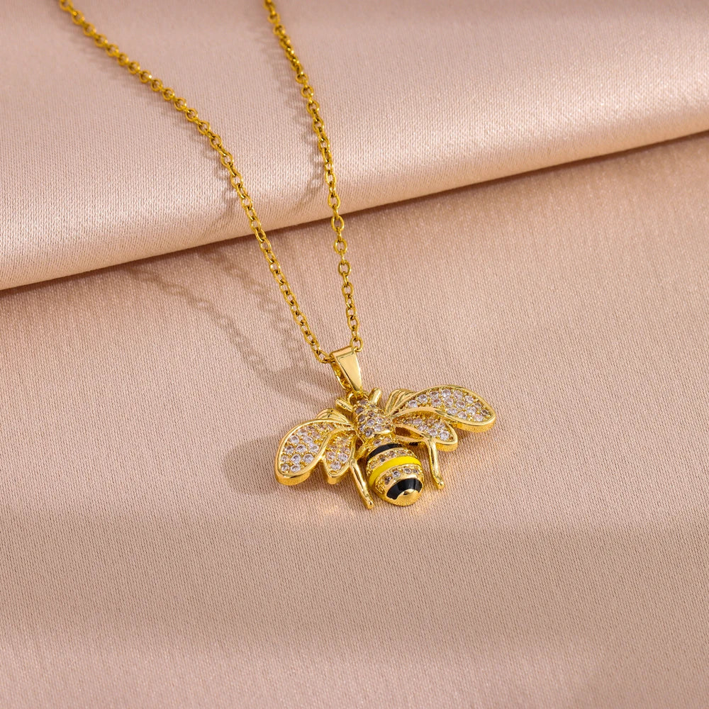 Collier femme avec pendentif abeille