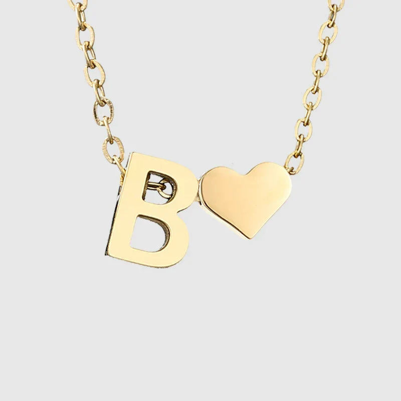 Collier pour femme avec pendentif coeur et initiale - lettre