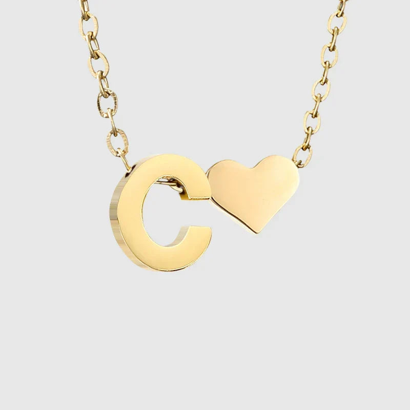 Collier pour femme avec pendentif coeur et initiale - lettre