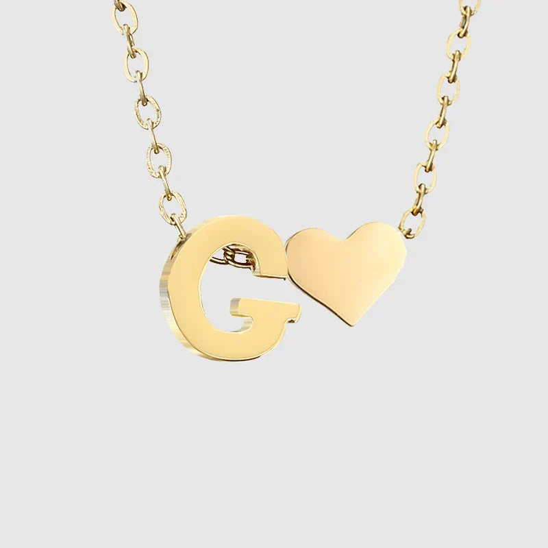 Collier pour femme avec pendentif coeur et initiale - lettre