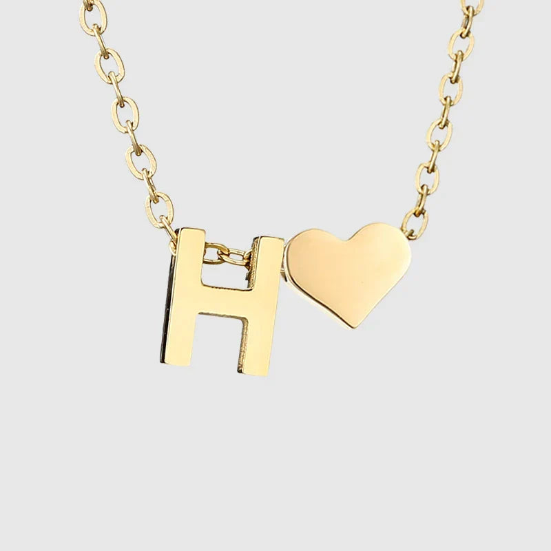 Collier pour femme avec pendentif coeur et initiale - lettre