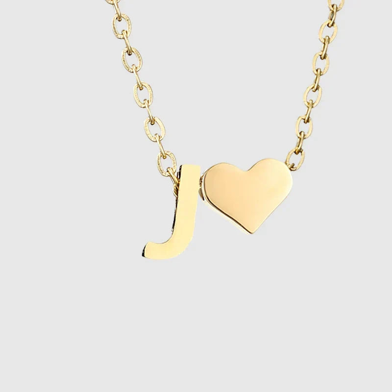 Collier pour femme avec pendentif coeur et initiale - lettre
