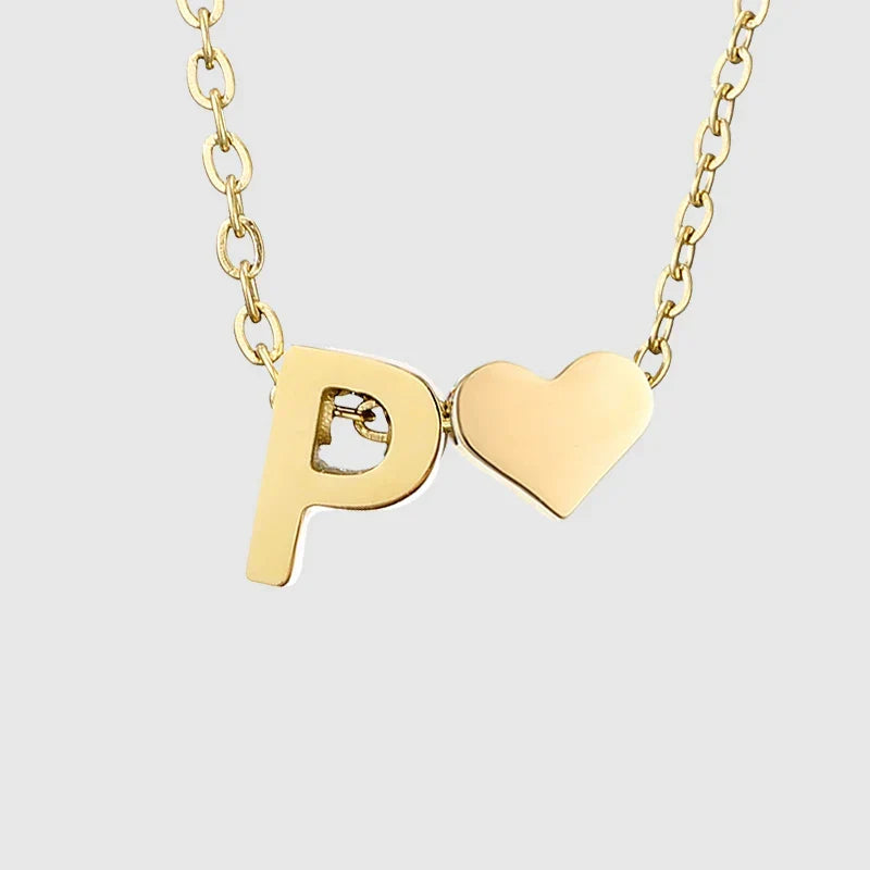 Collier pour femme avec pendentif coeur et initiale - lettre