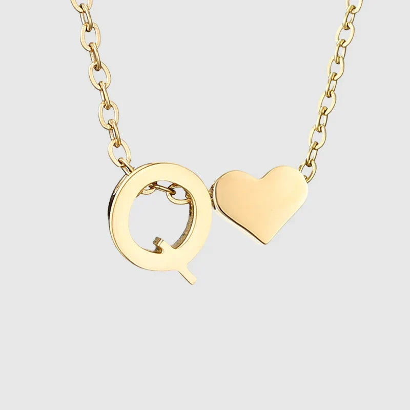 Collier pour femme avec pendentif coeur et initiale - lettre