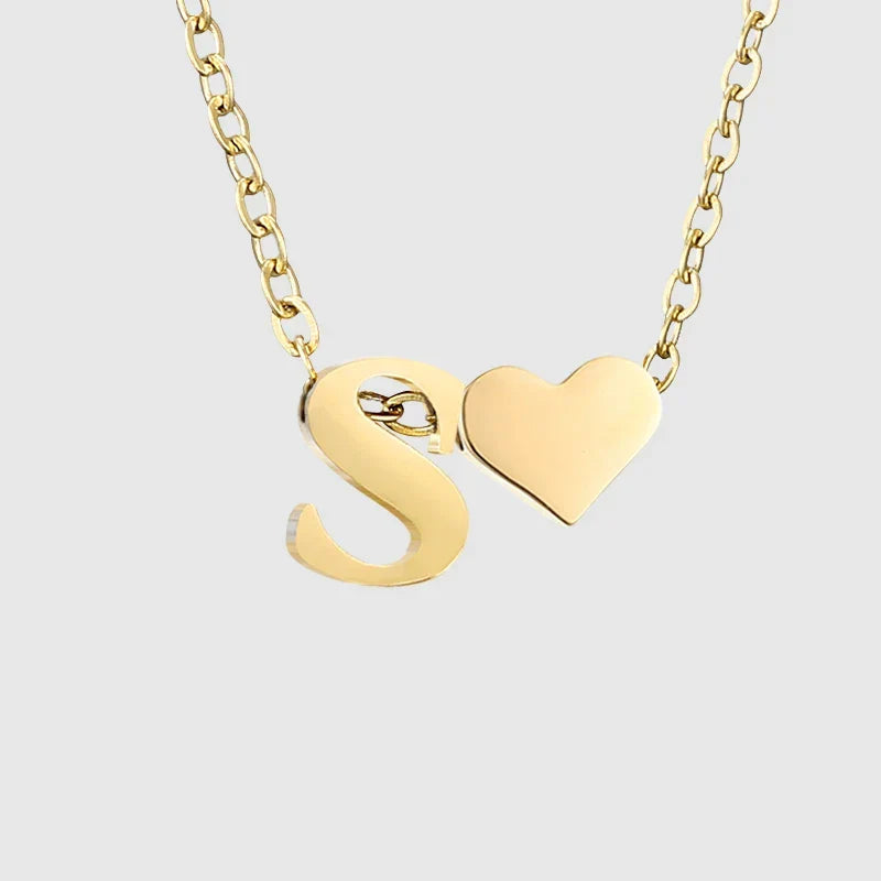 Collier pour femme avec pendentif coeur et initiale - lettre