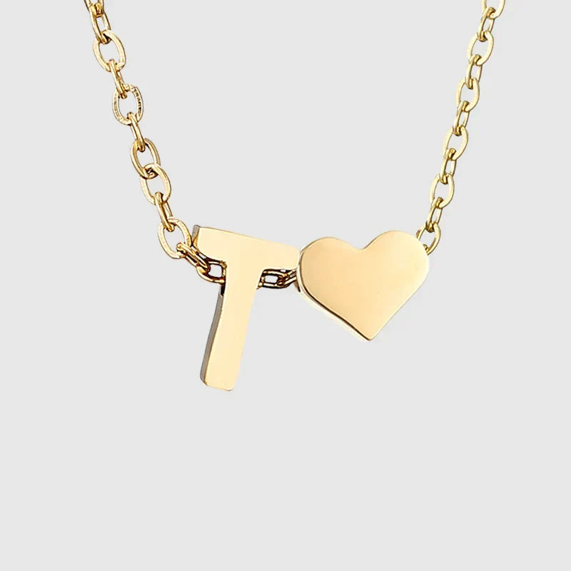 Collier pour femme avec pendentif coeur et initiale - lettre