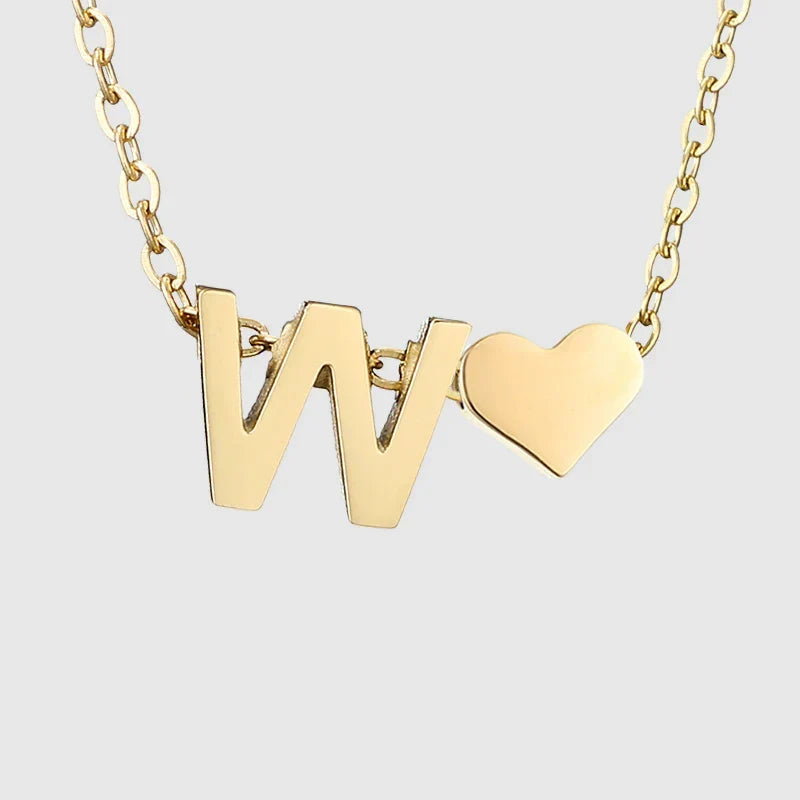 Collier pour femme avec pendentif coeur et initiale - lettre