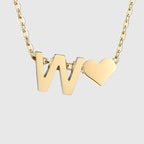 Collier pour femme avec pendentif coeur et initiale - lettre