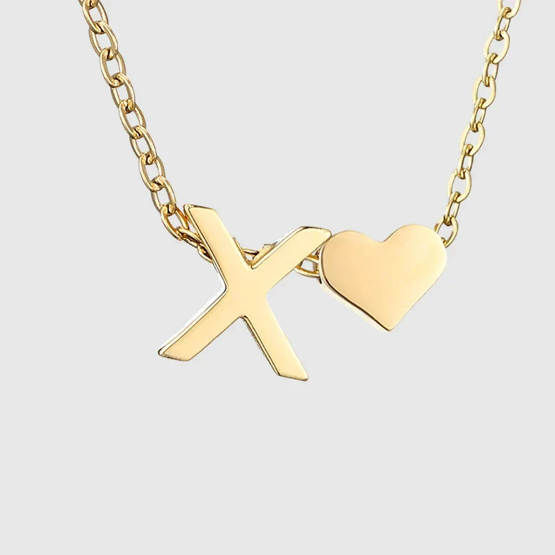 Collier pour femme avec pendentif coeur et initiale - lettre