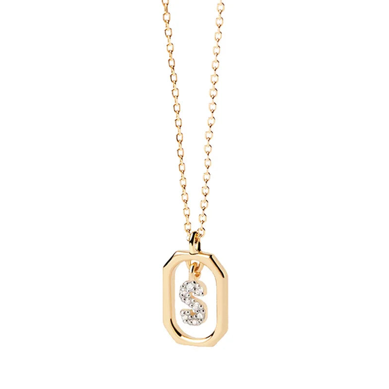 Collier femme avec pendentif hexagonale initiale s