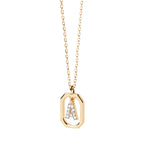 Collier femme avec pendentif hexagonale initiale a